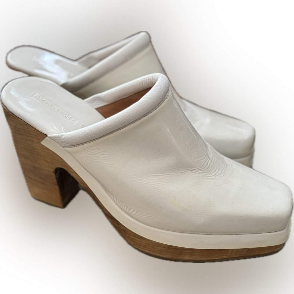 Rachel Comey White Leather Cheetah Clogs 9.5 NWOT